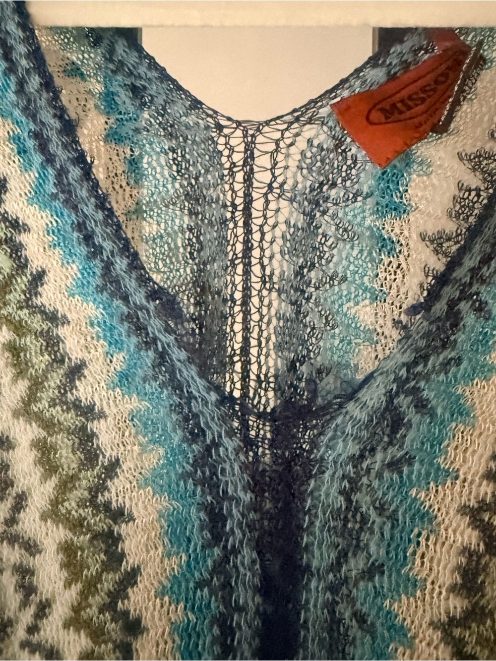 Vintage Missoni Orange Label Convertible Split Knit Poncho Scarf Shawl Wrap - Picture 4 of 12